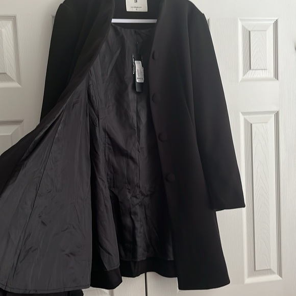 Allegra K woman’s A-line long sleeve, single breasted, peplum hem long coat - Picture 8 of 9